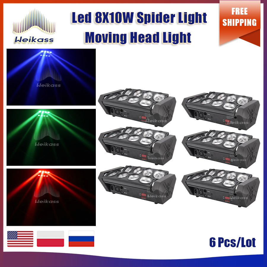 0 Tax 1-30Pcs LED 8x10W RGBW Moving Head Light LED Spider Beam Stage Lighting DMX 512 Spider Light Good for DJ Nightclub Party