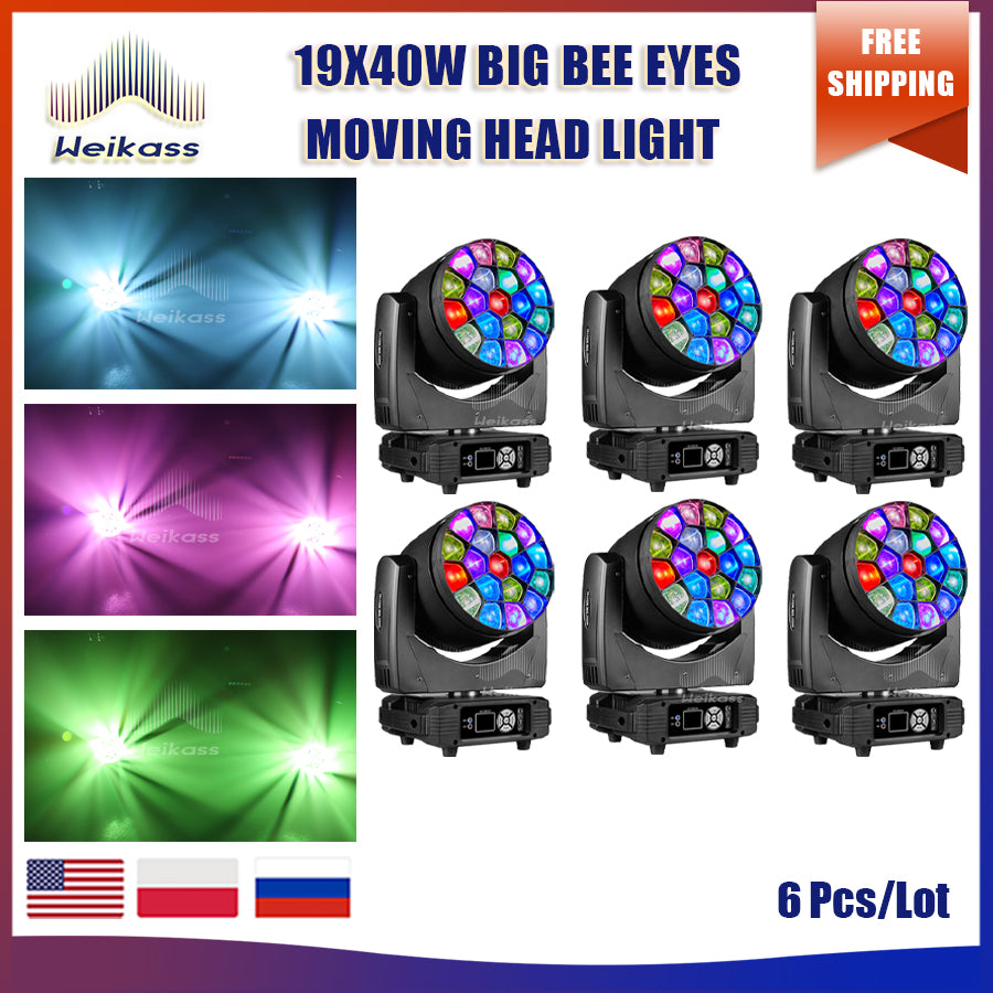 0 Tax 1-10Pcs LED Big Bees Eyes 19x40W Moving Head Led Laser Light For DJ Club Bar KTV Dance Stage Atmosphere Beam Disco Light