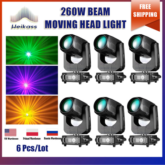 0 Tax 6Pcs Moving Head 260W 9R Indoor Beam Moving Head Light 260W Beam 9R DMX 512 Control Stage Lighting Effect For DJ Party Nightclub Dance Floor Wedding