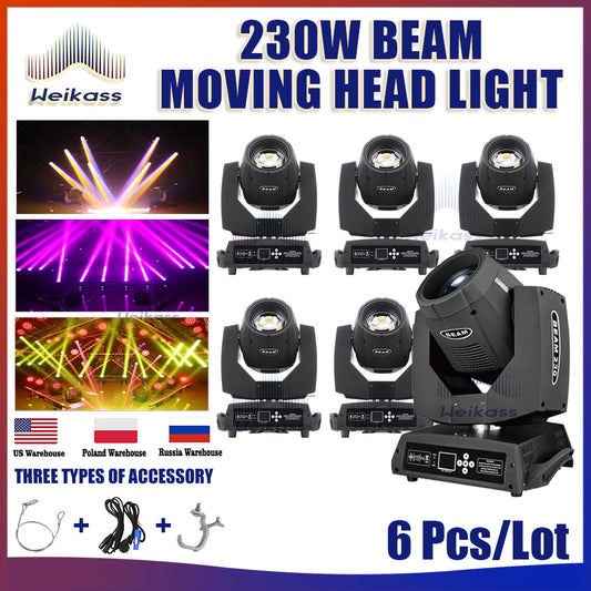 No Tax 6Pcs Stage Light 230W Moving Head Beam Stage Effect Professional DJ Lights For Christmas Party Dance Nightclub DMX Control