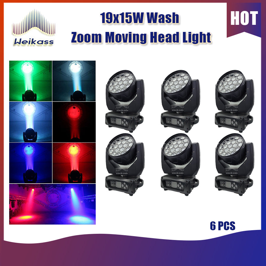 0 Tax 1-16Pcs19x15W Led Moving Head RGBW Beam Wash Zoom Moving Head Light DJ Stage Light Equipment Concert Productions Professionals Wedding