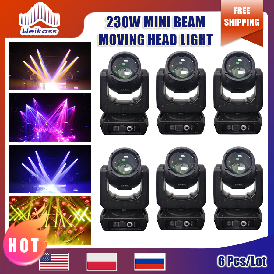 0 Tax 6Pcs Mini Beam 230W 7R Moving Head Stage Light Rainbow Led Spot Dmx Dj Bar Party Wedding Christmas