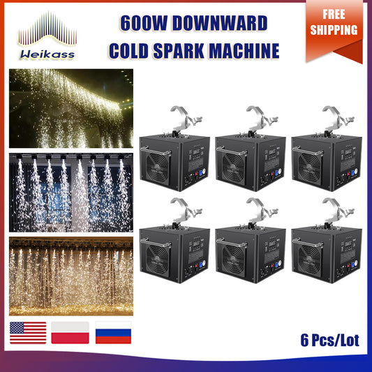 No Tax 6Pcs 600W Cold Spark Machine DMX Remote Cold Fireworks Fountain Stage Spark Machine For Wedding Party Show Sparklers