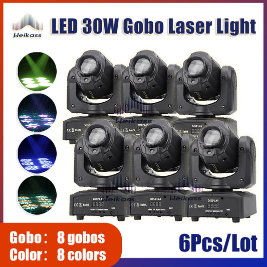 No Tax 6Pcs Sunart 30W LED Laser Spot Moving Head Stage Effect Lighting For DJ Disco Events Party DMX Lamp 8 Gobos Colors Beam Fixtures