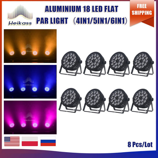 No Tax 8Pcs Aluminum Alloy LED Flat/Big Par 18x12w/18x18w RGBWA 4in1/6in1 Lighting Suitable For DJ Disco Birthday  Party Stage Lighting