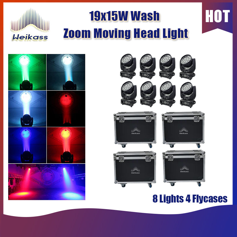 0 Tax 1-16Pcs19x15W Led Moving Head RGBW Beam Wash Zoom Moving Head Light DJ Stage Light Equipment Concert Productions Professionals Wedding