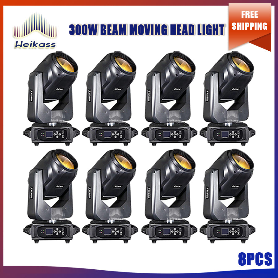 No Tax 8Pcs 300W LED Moving Head Beam Spot Stage Effect Lighting For Dj Disco Night Club Wedding Events Sharpy DMX Sound Models