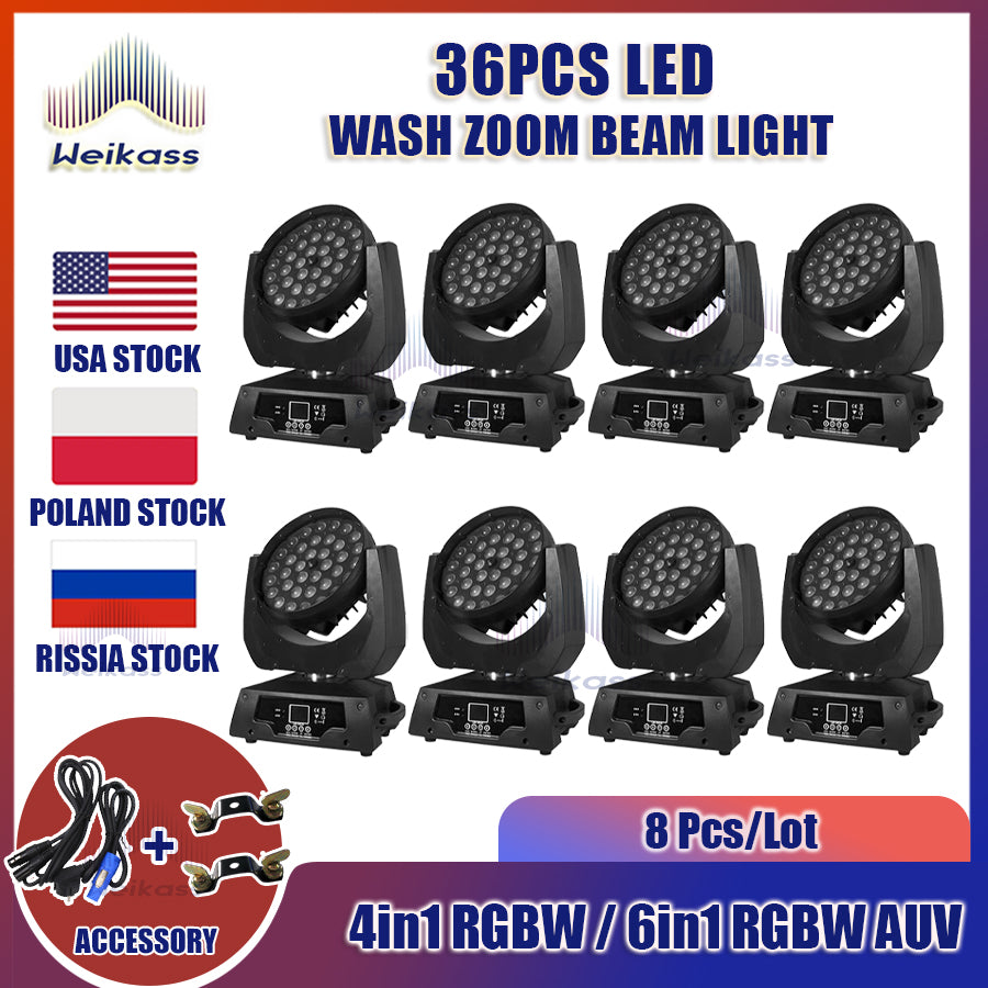 0 Tax 1-12pcs Lyre Zoom Wash Led 36x12w 4in1 With Hardcase Led Wash Zoom Moving Head Light 36x18W RGBWA+UV 6in1 Moving Head Wash