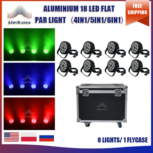 No Tax 8Pcs Led Par 18x12/18w Dj Stage Lights Led Par DMX 4/5/6in1 RGBW Colorful Flat Slim Par Led With 1Pcs Flycase For Stage Show