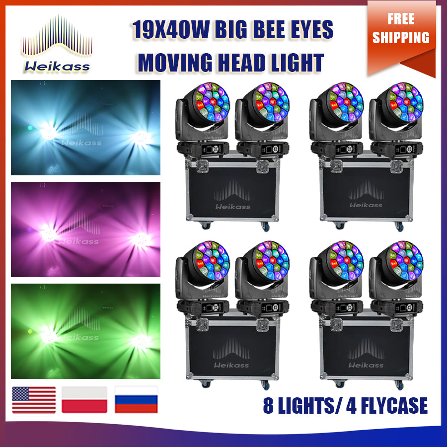 0 Tax 1-10Pcs LED Big Bees Eyes 19x40W Moving Head Led Laser Light For DJ Club Bar KTV Dance Stage Atmosphere Beam Disco Light