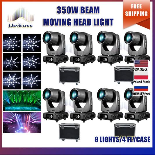 0 Tax 8Pcs Professional DJ Stage Light 350W Beam Moving Head Light Projector Spot Lighting With Case For Party KTV Club For DJ Disco Concert Wedding Spot Light