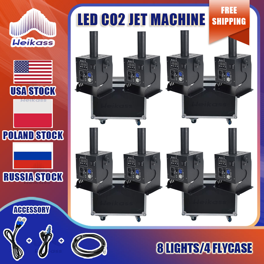 0 Tax 4 Flightcase With 8Pcs DMX 512 Co2 Jet Machines Lockable Power Con Special Effect Adjustable Party Wedding Bar