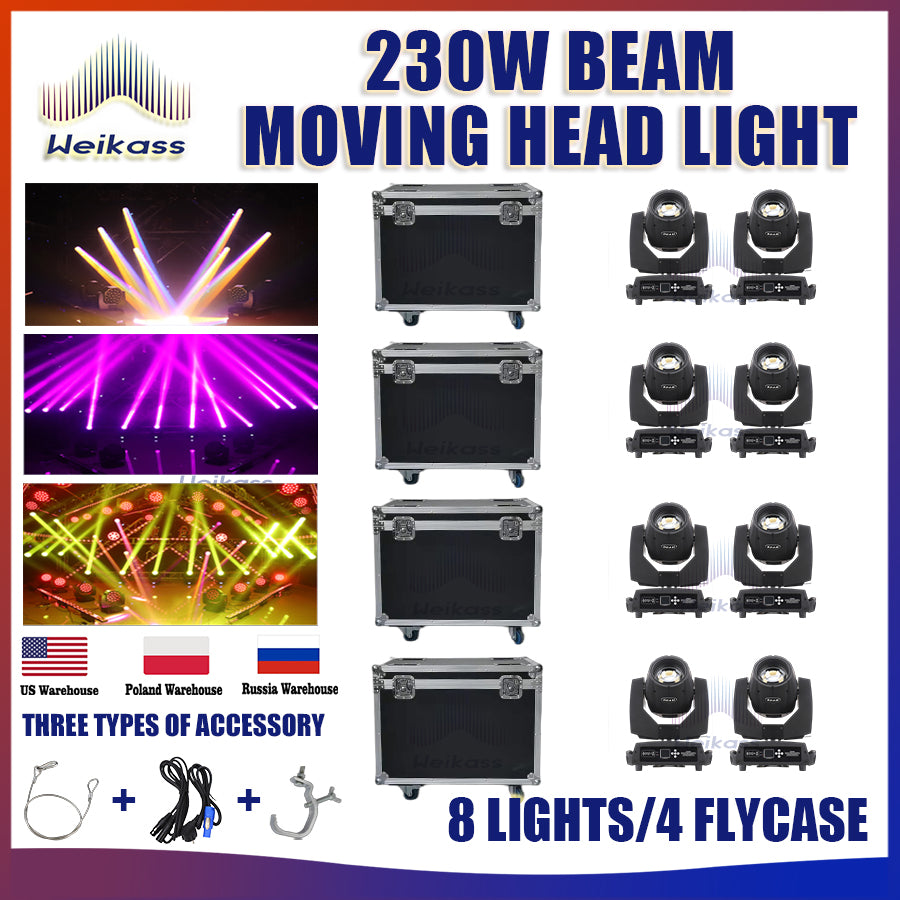 No Tax 1-12Pcs Professional DJ Light 230W Beam Moving Head Light High Definition Lens Big Beam Stage Light DMX Fixture