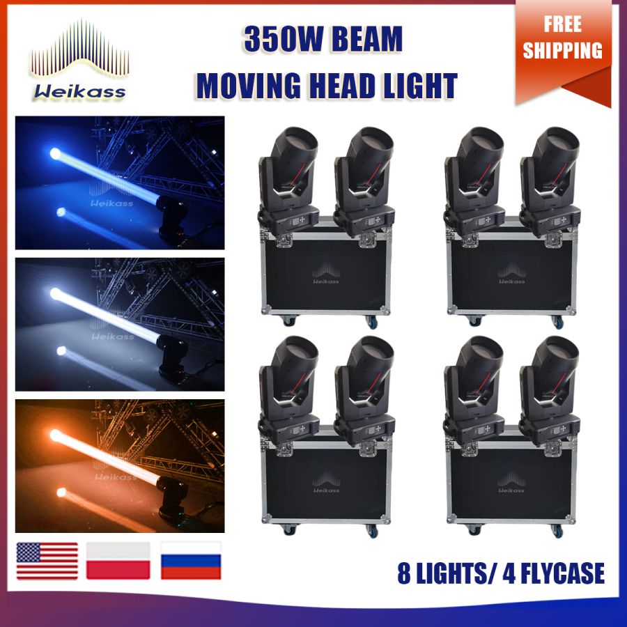 No Tax 8Pcs 350W LED Wash Zoom Moving Head Light RGBW Beam Lighting DMX With 4Pcs Flycases For DJ Disco Party Bar Club