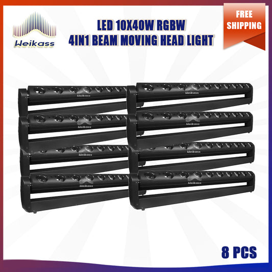 No Tax 8PcsLED Beam 10x40W RGBW 4in1 Moving Head Lighting Dyeing Uniformity For Night Club Entertainment Venue