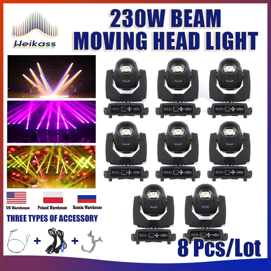 No Tax 1-12Pcs Professional DJ Light 230W Beam Moving Head Light High Definition Lens Big Beam Stage Light DMX Fixture