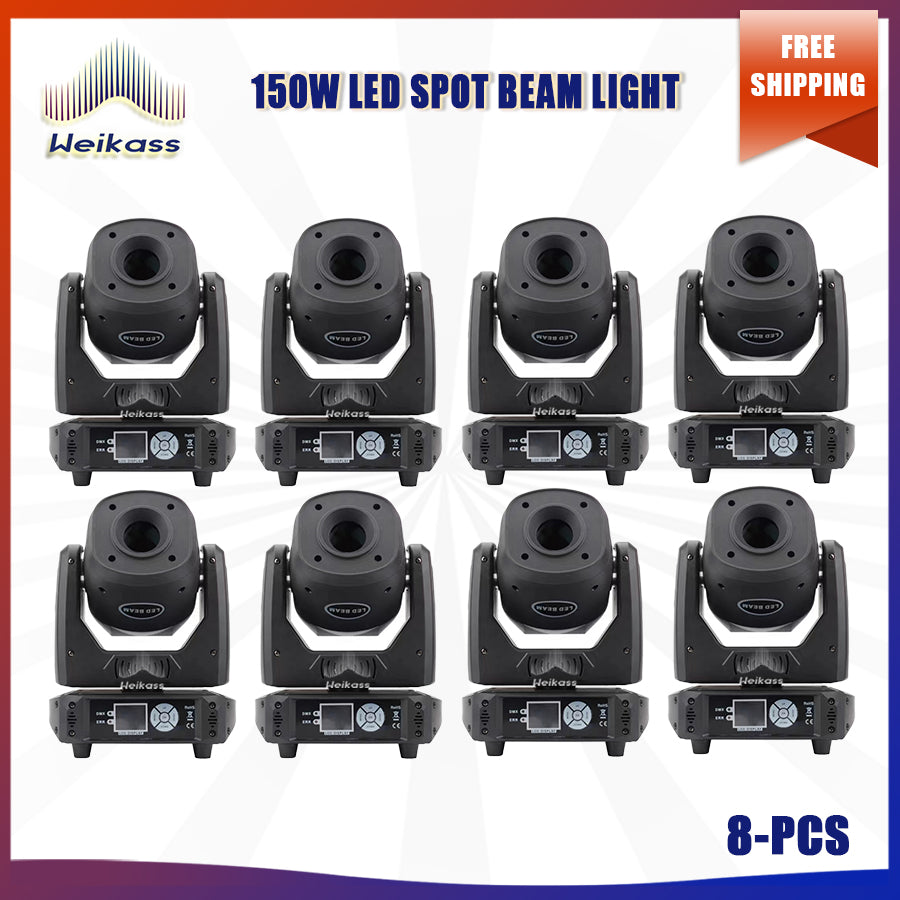 No Tax 8Pcs LED 150W Beam Gobo Moving Head Stage Light Effect 3 Or 8 Prism DMX512 For Club KTV Disco DJ Party Lighting Pattern Holiday Lamp