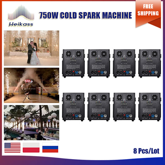 8Pcs /Lot 750W Cold Spark Machine DMX 512 Remote Control Sparkler Firework Machine Effect for Stage Wedding Fountain machine