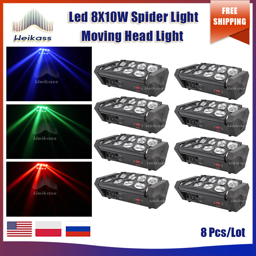 0 Tax 1-30Pcs LED 8x10W RGBW Moving Head Light LED Spider Beam Stage Lighting DMX 512 Spider Light Good for DJ Nightclub Party