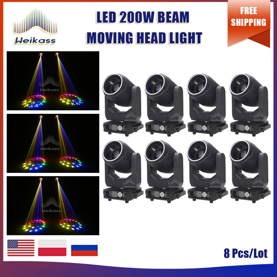 No Tax 1-10Pcs Lights 200W LED Moving Head Projector Beam LED Lights Bar Club Party Dance Dj Disco Dmx512 Christmas