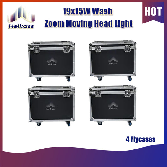 0 Tax 4Pcs Flycase For Zoom Lyre Wash Dmx 19X15W Led Wash Zoom Rgbw Moving Head Light Stage Spotlight For Dj Nightclub Disco