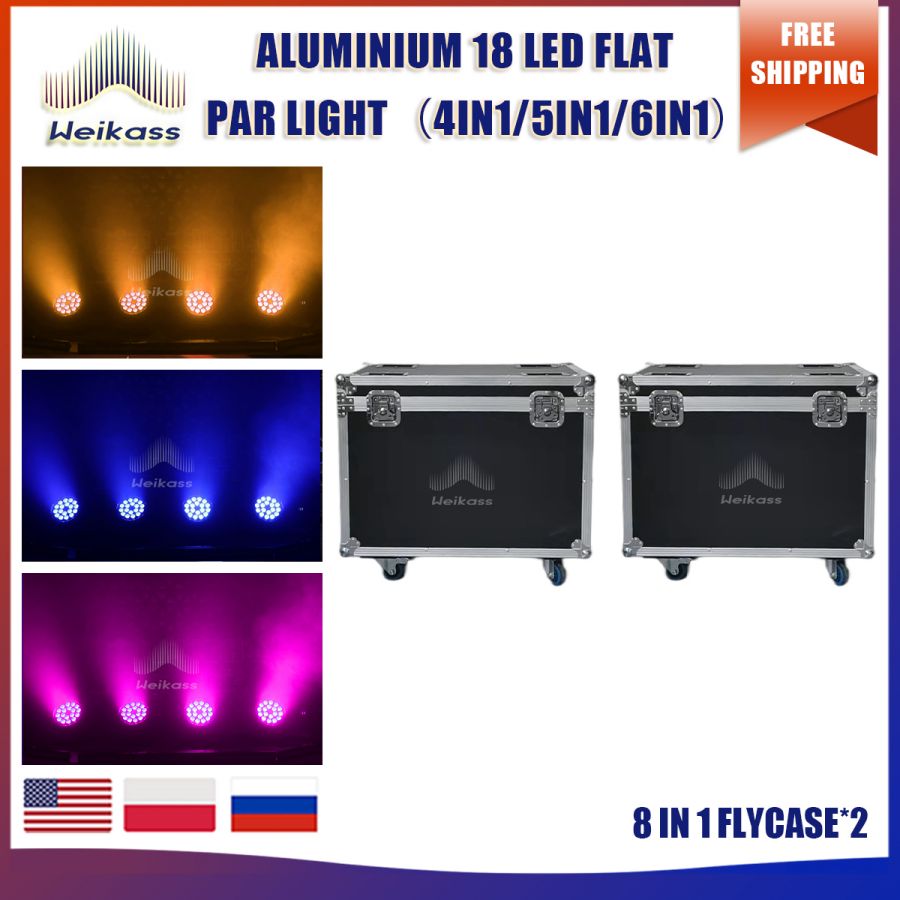 No Tax 4-32Pcs Aluminum Par Light 18x12W/18x18w RGBW/RGBWA 4in1 LED Flat Stage Light DMX512 Control Birthday  Party DJ Disco Lighting