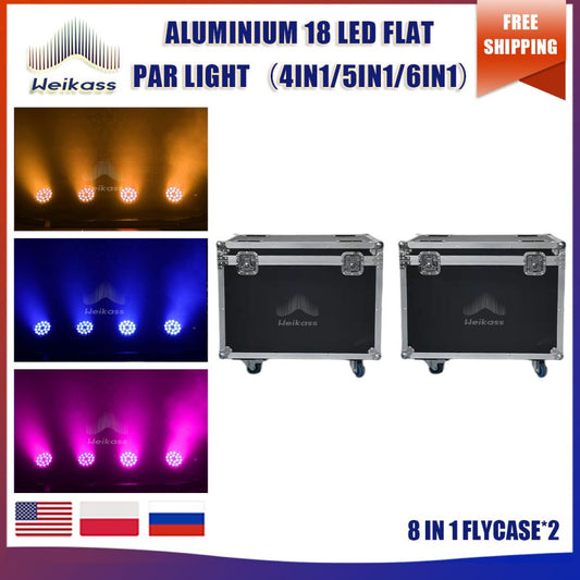 No Tax 2Pcs Flycases For Aluminum 18x12w RGBW/18x18w RGBWA UV 4 In1/5In 1/6In 1 LED Flat Par Light DMX Control Professional DJ Disco