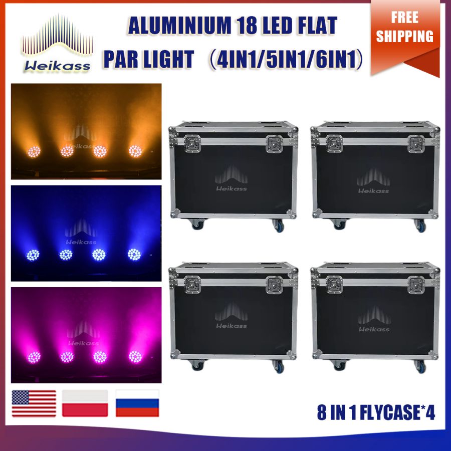 No Tax 4-32Pcs Aluminum Par Light 18x12W/18x18w RGBW/RGBWA 4in1 LED Flat Stage Light DMX512 Control Birthday  Party DJ Disco Lighting