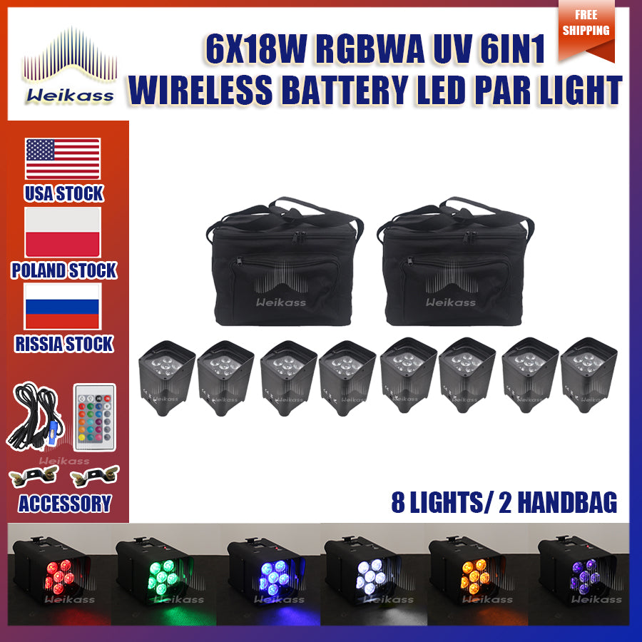 0 Tax 1-28Pcs Wireless Remote Control Wifi APP Smart LED Par 6x18W 6in1 RGBAW+UV Battery Lighting Disco DJ Stage Party Nightclub