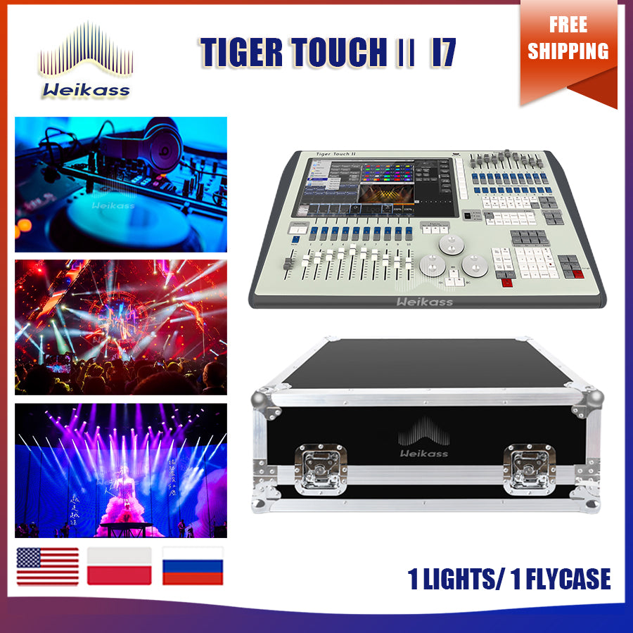 Motorized Fader Tiger Touch II DMX Console Latest Version V16 System Electric Putter Stage Lighting Controller Dj Disco Concert with Flycase