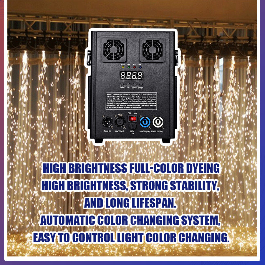 750W Cold Spark Machine Fireworks Dmx Stage Effect Ti Powder For The Wedding Party Disco Dj Bar Machines with Flightcase