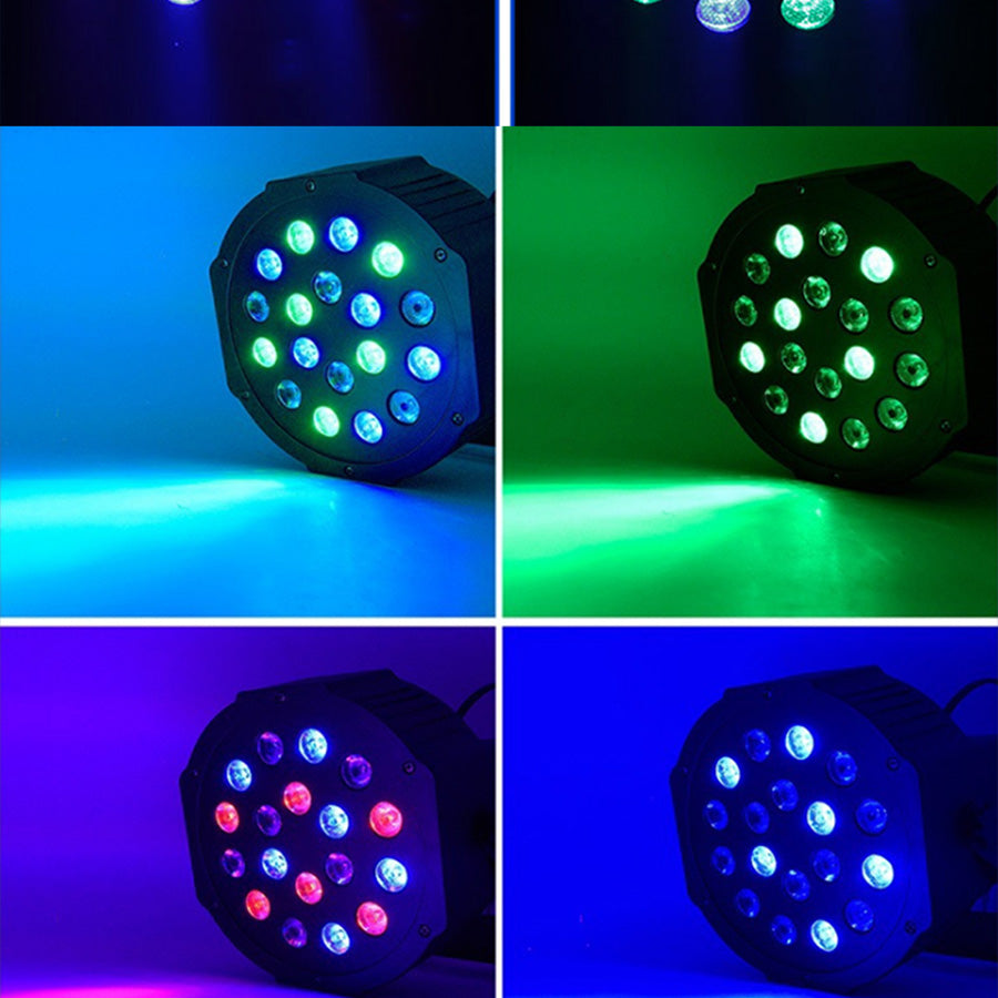 No Tax 8Pcs 18LED Par Light Led PP Material Light DMX512 RGB Master-slave Mode Stage Led Par Lighting Equipment For DJ Disco Family Birthday Party