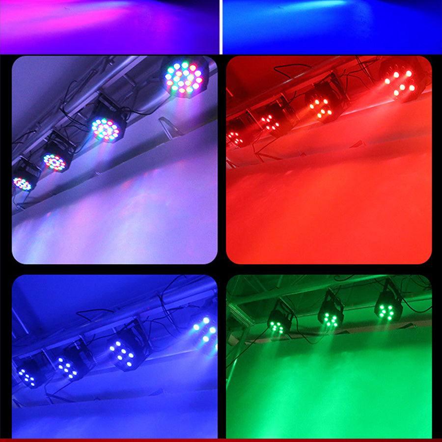 No Tax 8Pcs 18LED Par Light Led PP Material Light DMX512 RGB Master-slave Mode Stage Led Par Lighting Equipment For DJ Disco Family Birthday Party