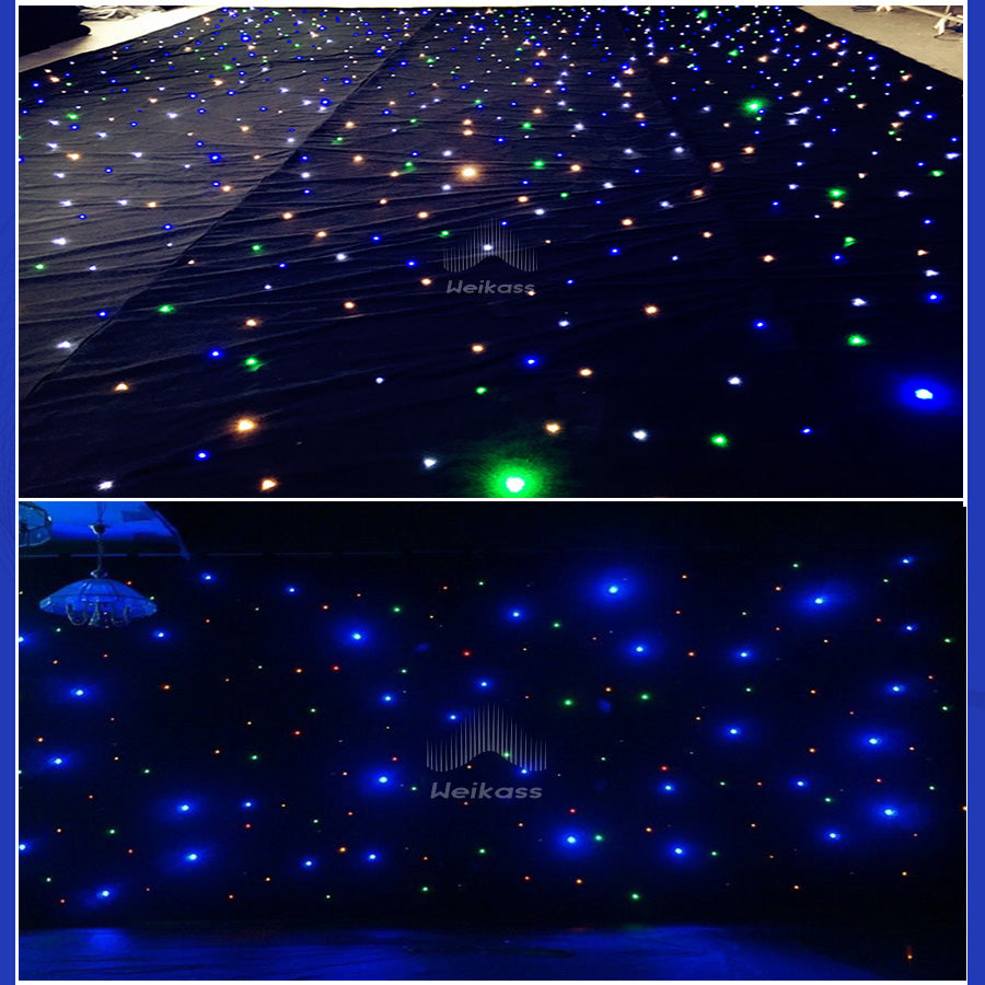 Super Deal Customize LED Star Curtain Cloth LED Three Colors Star cloth backdrop with cloth For wedding Christmas Party Customed