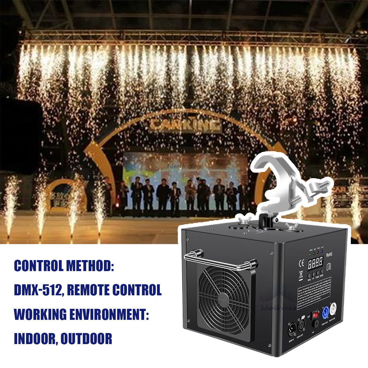 ﻿No Tax 4X 4In1 Flightcas For 600W Downward Cold Spark Firework Machine Effect For Wedding Celebration Dmx Control Spark Fountain Machine